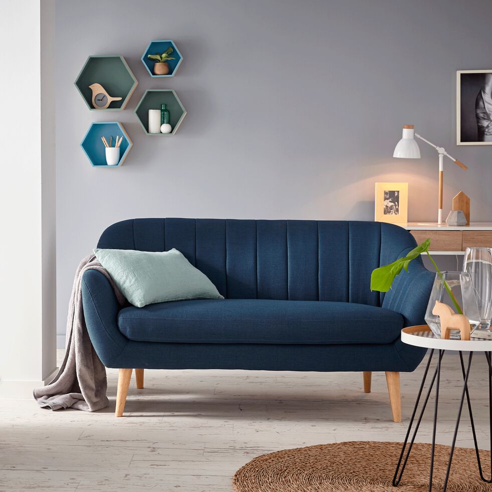 Canape 2 Places Fixe En Tissu Bleu Fonce Shell Canape 2 Places Alinea Canape 2 Places Fixe En Tissu Bleu Fonce Shell Canape 2 Places Alinea