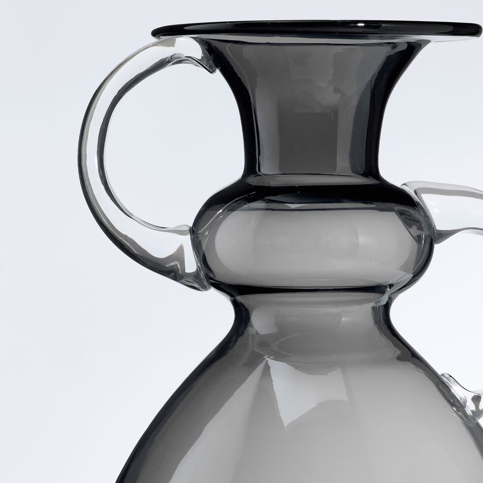 Vase décoratif en cristal sans plomb avec double anse - gris-CHEFCHAOUEN