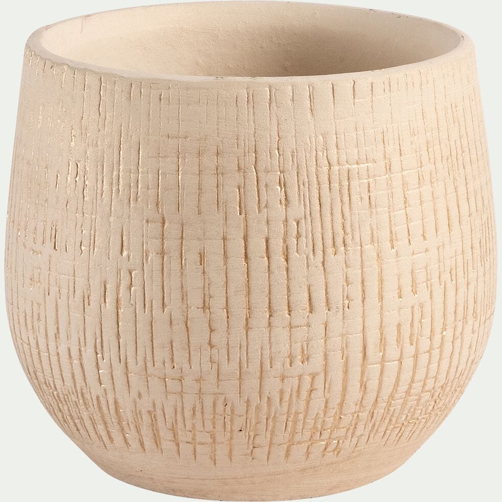 Cache-pot d'intérieur en céramique - beige D15xH13cm-IVANO
