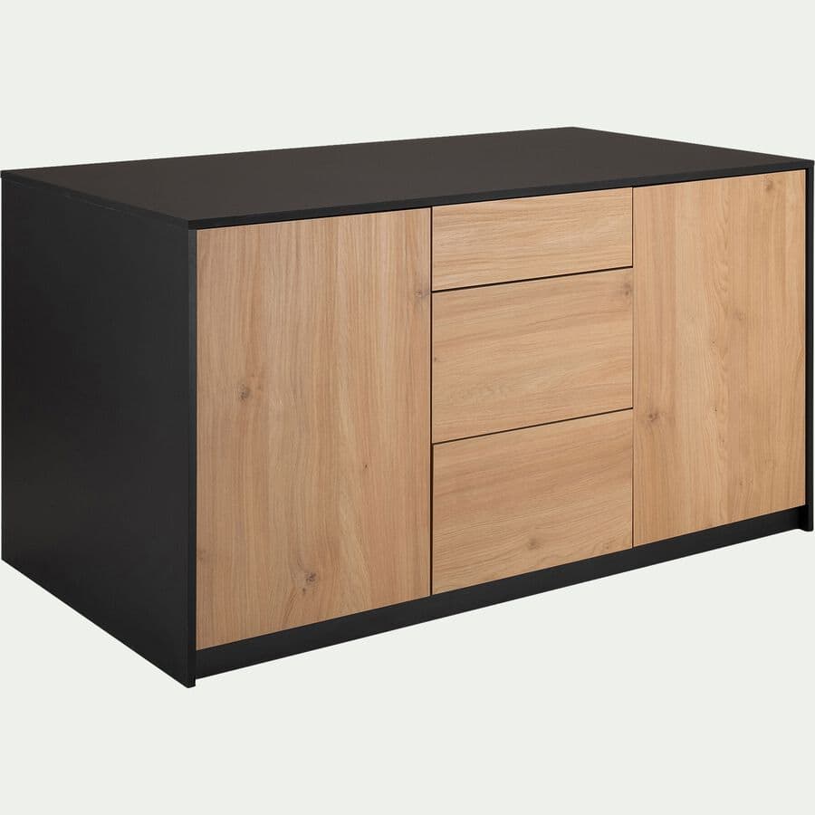 GABIN - Ilot central de cuisine en bois avec rangement réversible L140cm -  naturel