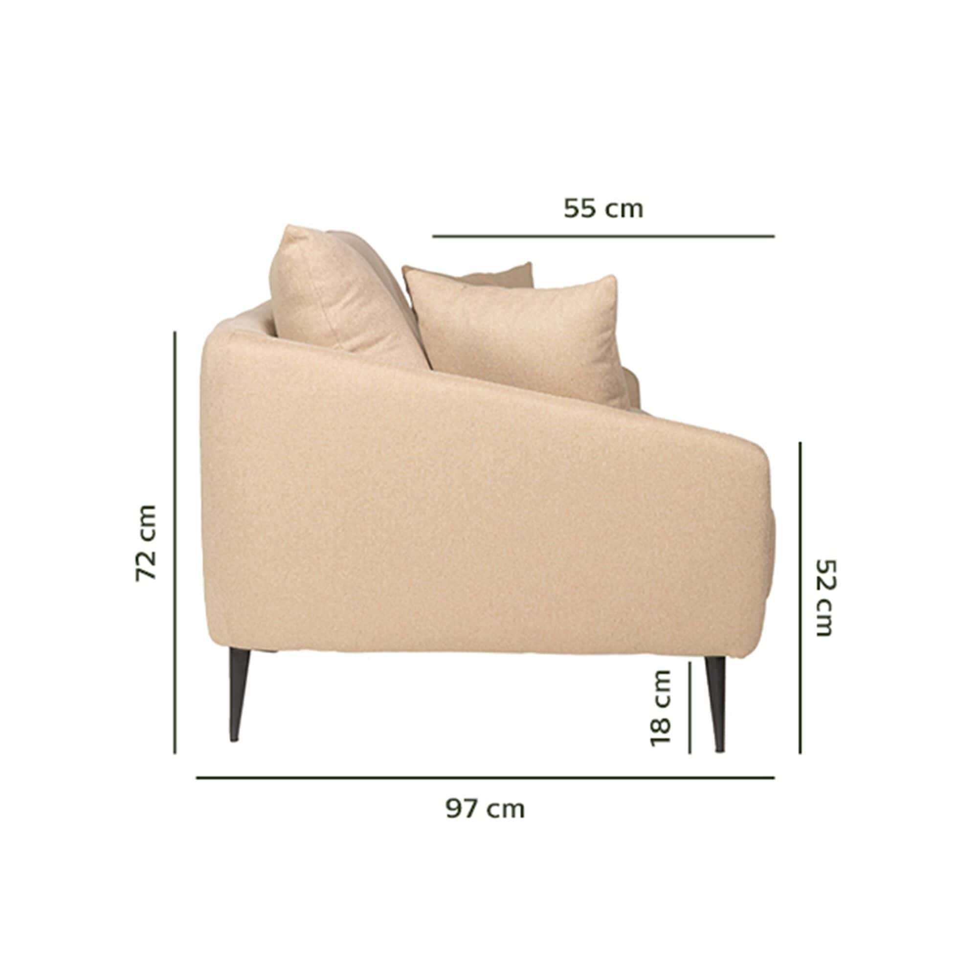Canapé 3 places fixe en tissu - beige roucas-DOME