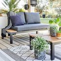 Table basse de jardin carrée en eucalyptus et aluminium - noir-DOLE