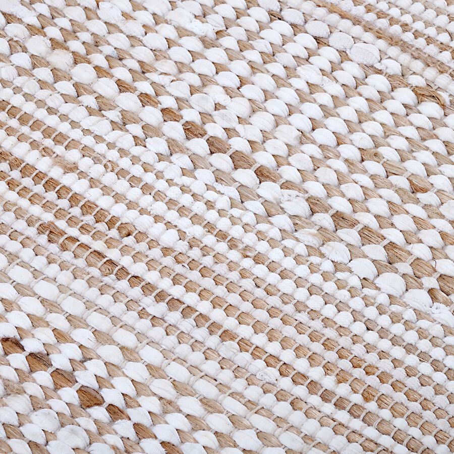 Tapis en coton recyclé et jute - naturel et blanc 60x110cm-lieto