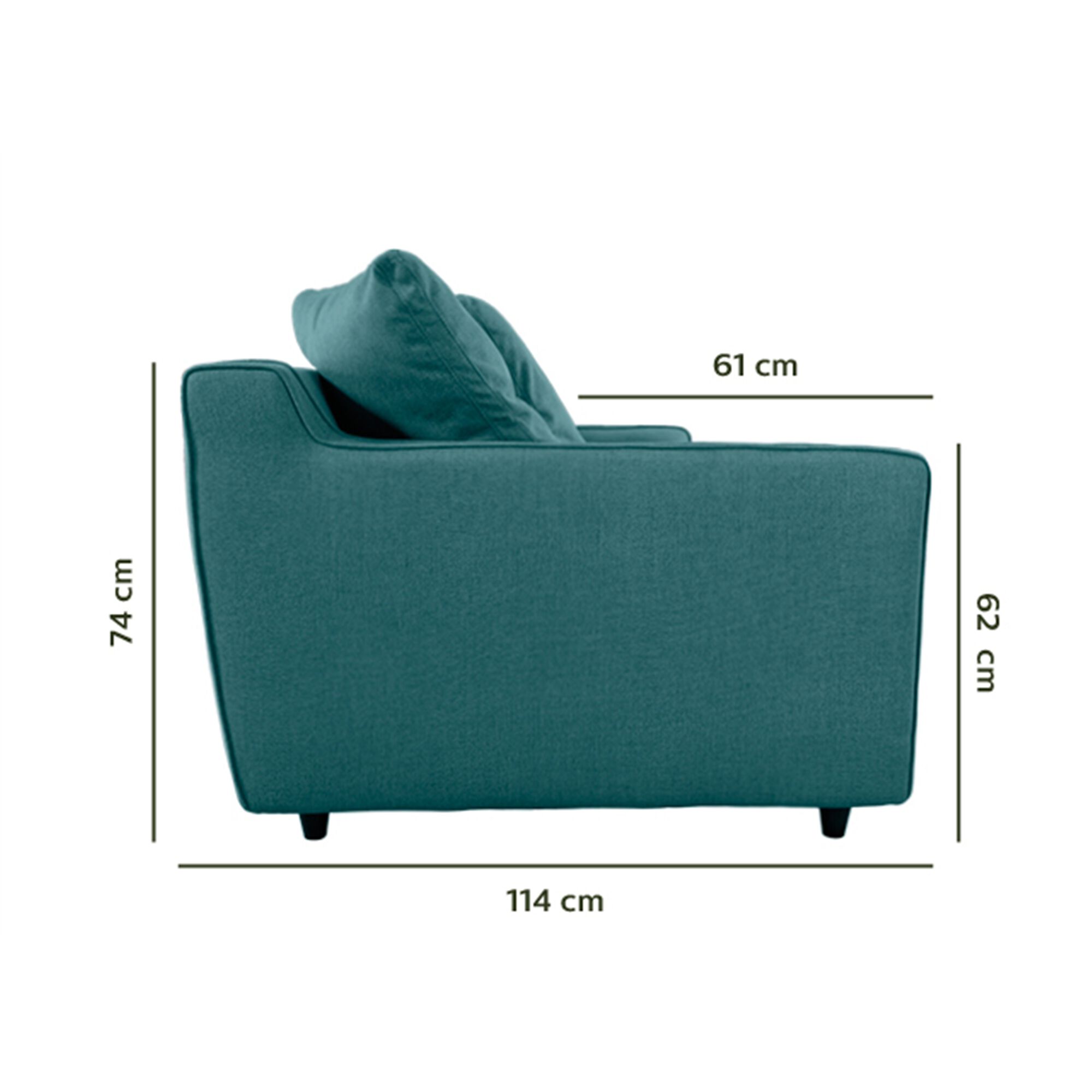 Canapé 3 places fixe en tissu - bleu niolon-LENITA