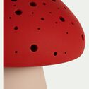 Lampe à poser électrifiée forme champignon en porcelaine H22cm - rouge-LUMY
