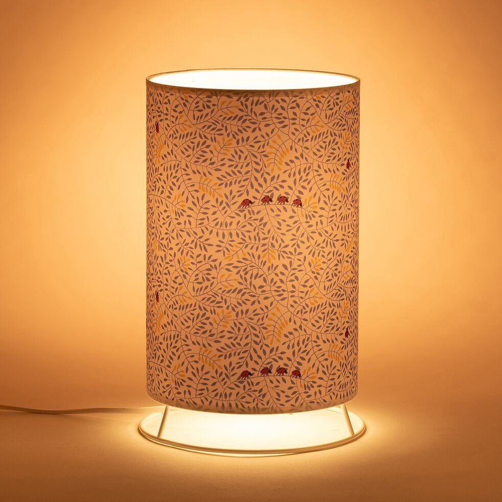 Lampe en cotonnette motif Botanique - beige D18xH30cm-OANA