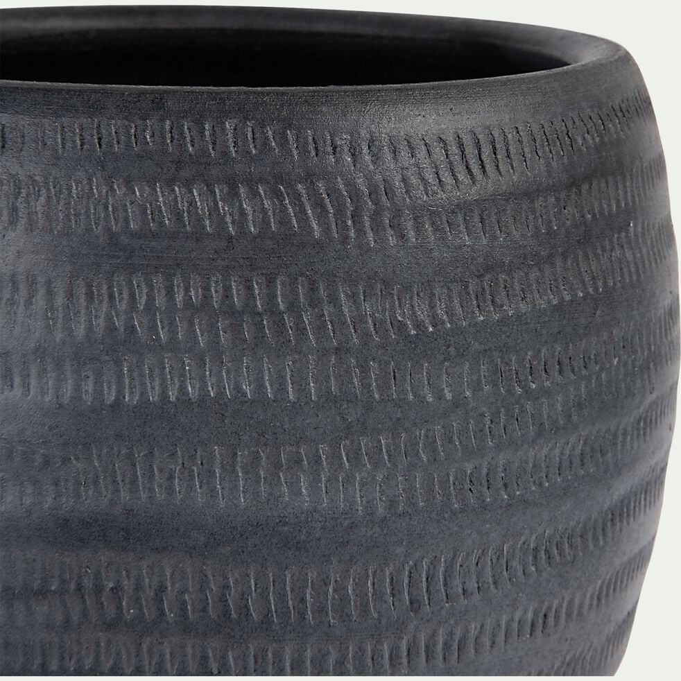 Pot à motif en céramique - gris anthracite D19xH16cm-OREZZA