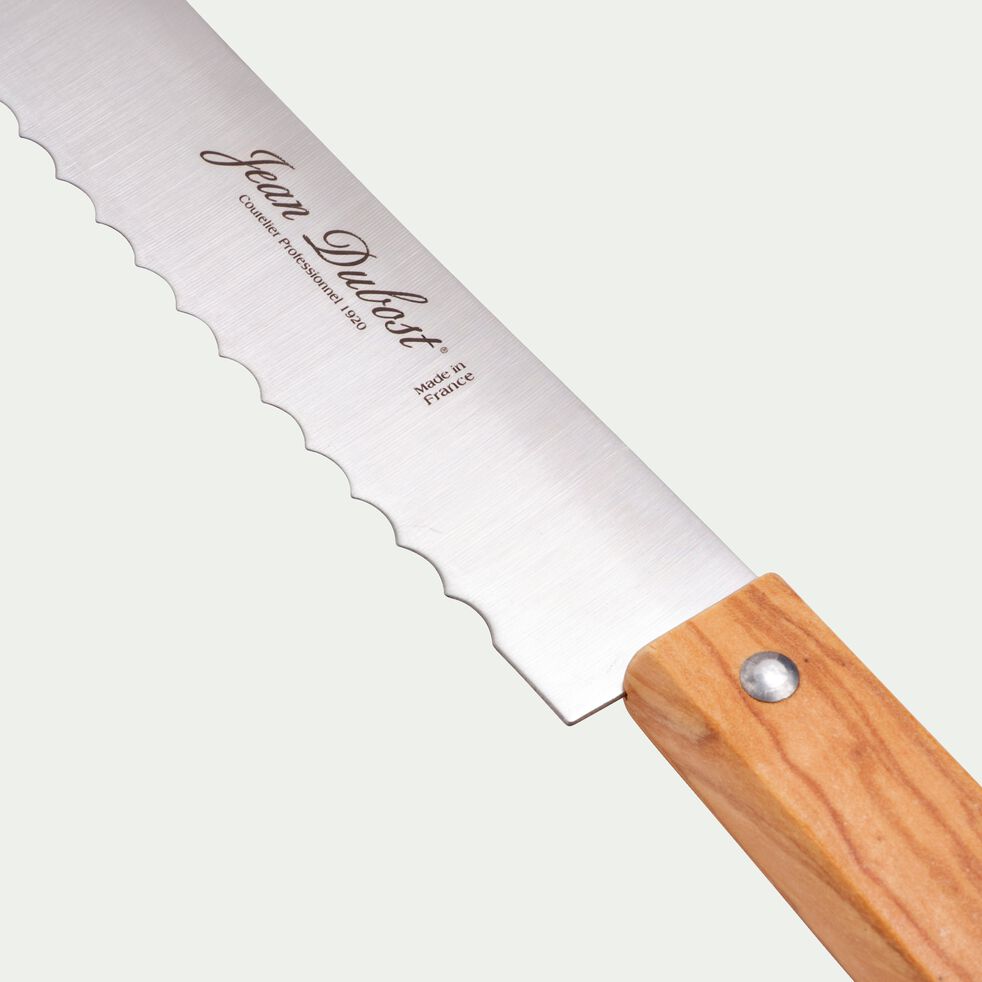 TRADITION - Couteau à pain en inox et bois d'olivier 19cm - naturel
