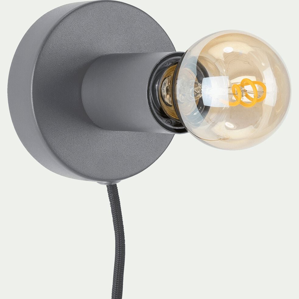 Lampe applique en métal gris restanque D10xH9cm-ODERA