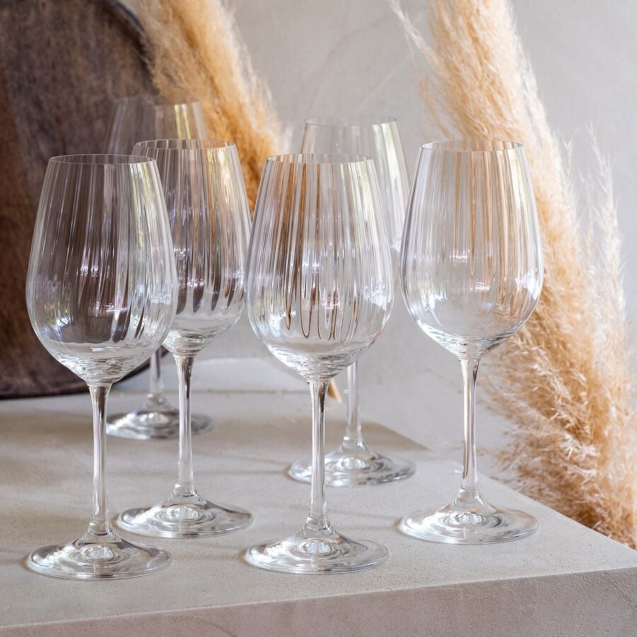 Lot de 6 verres à vin en cristallin 35cl - transparent-WATERFALL