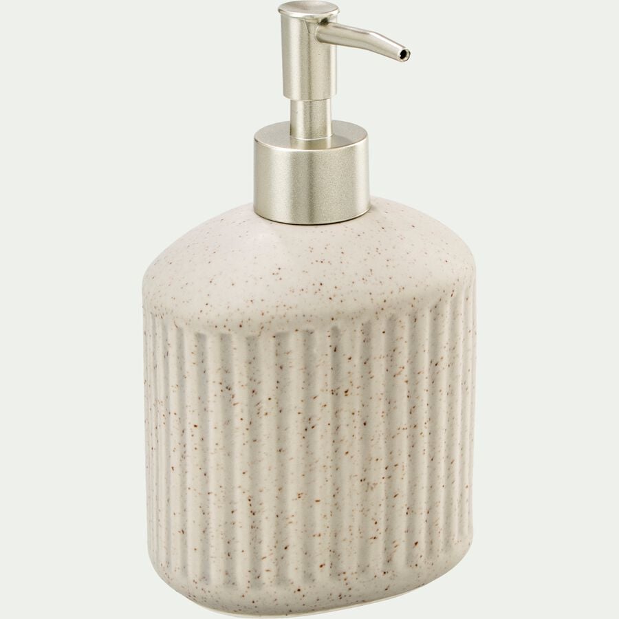 Distributeur de savon en céramique mouchetée - beige alpilles-NANS