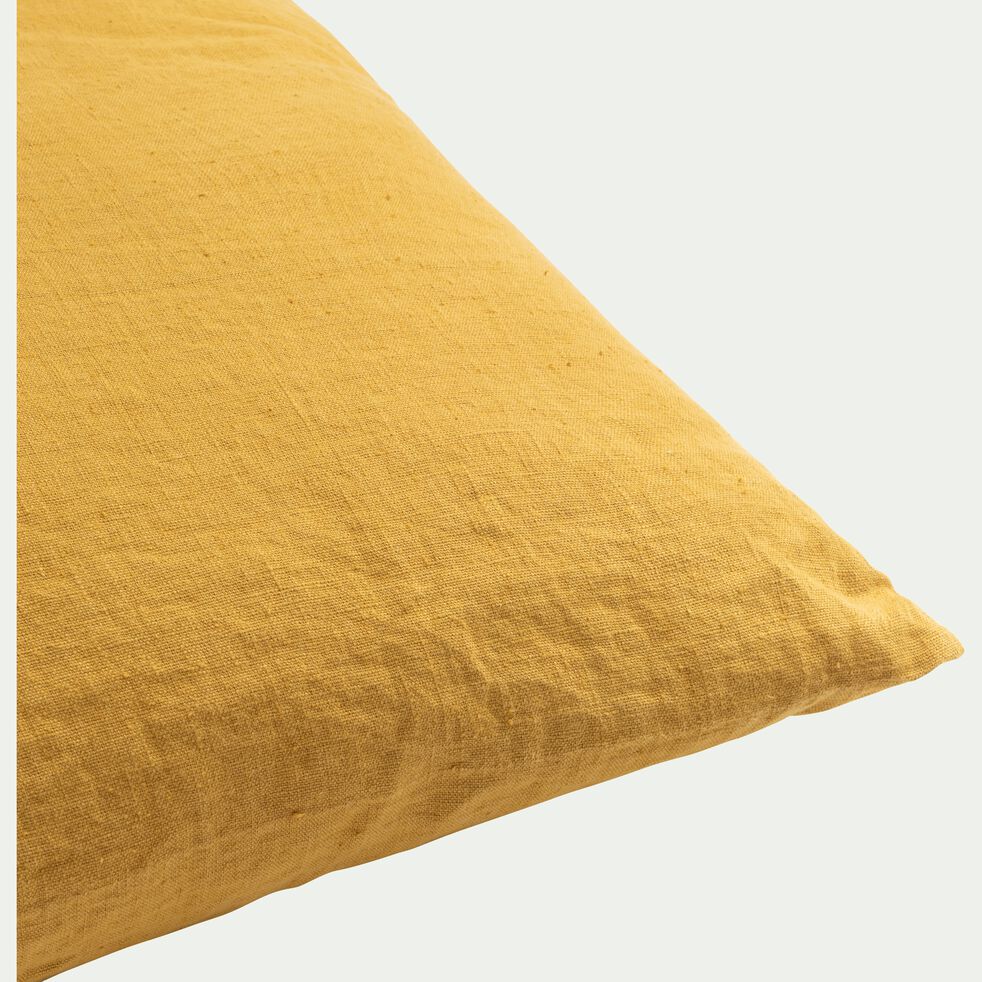 Coussin en lin lavé - jaune argan 70x70cm-VENCE