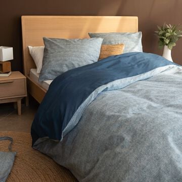 Linge de lit en coton peigné - bleu figuerolles-CANIS