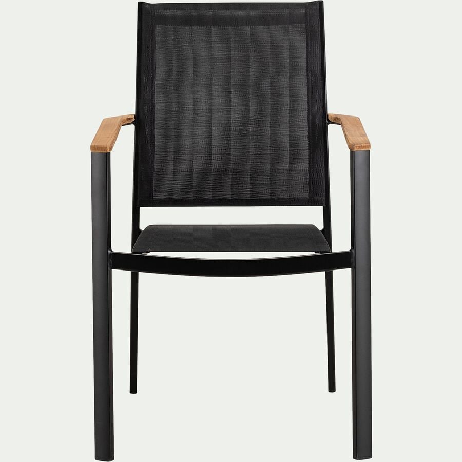 Chaise de jardin avec accoudoirs en aluminium et textilène - noir-MASSIMO