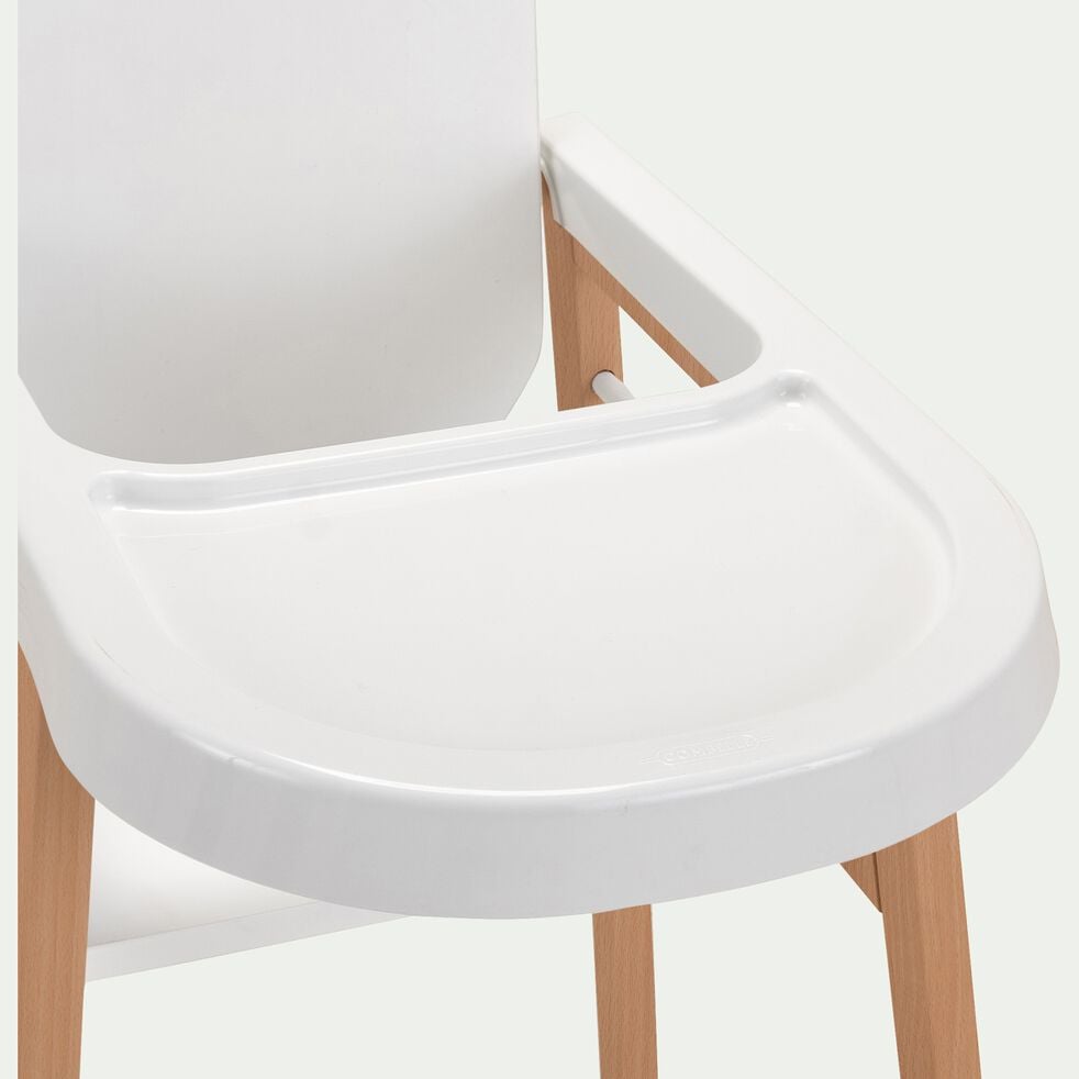 Chaise haute fixe de repas enfant en hêtre - blanc-LILI
