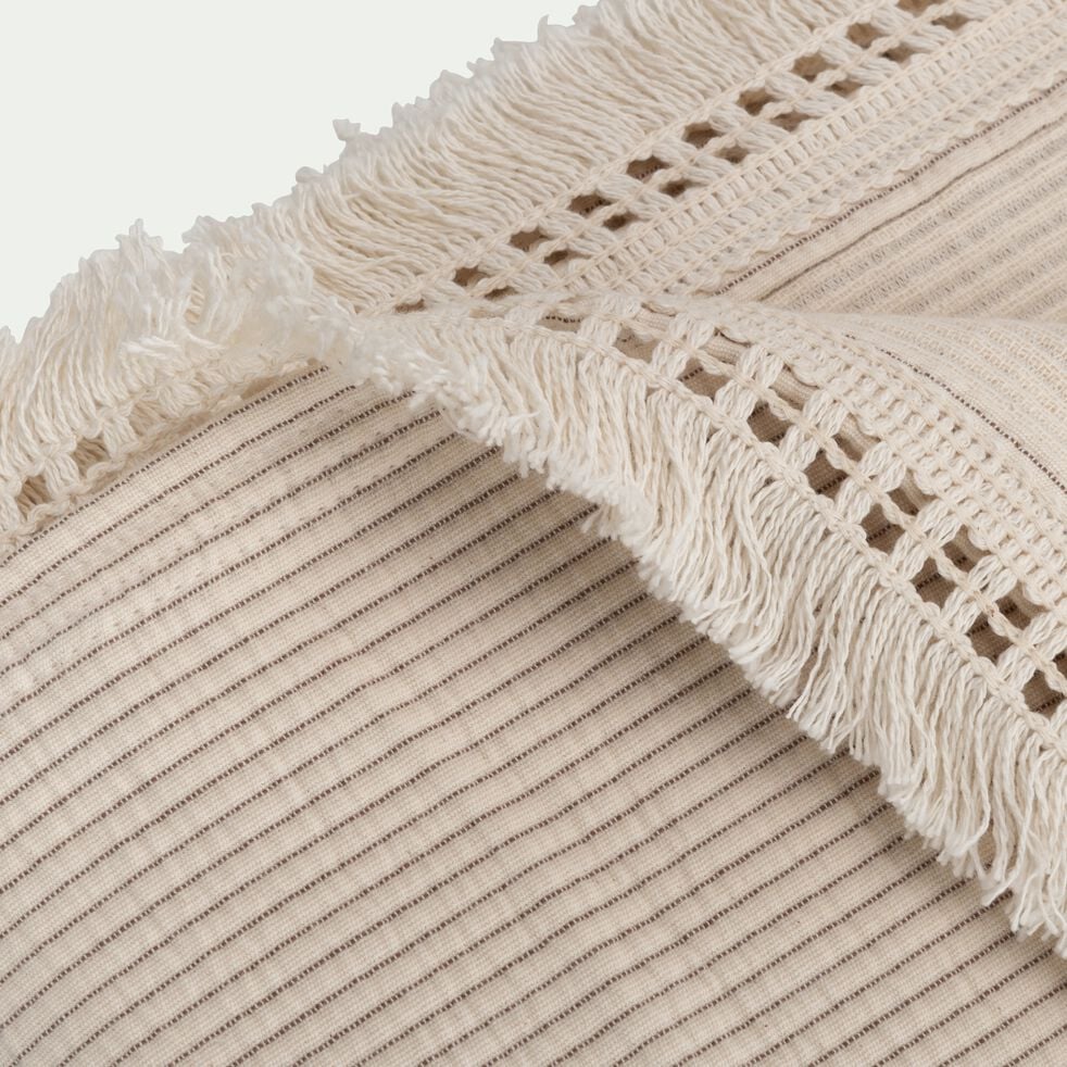 Couvre-lit en coton point ajouré - blanc écru 130x170cm-BARLIA
