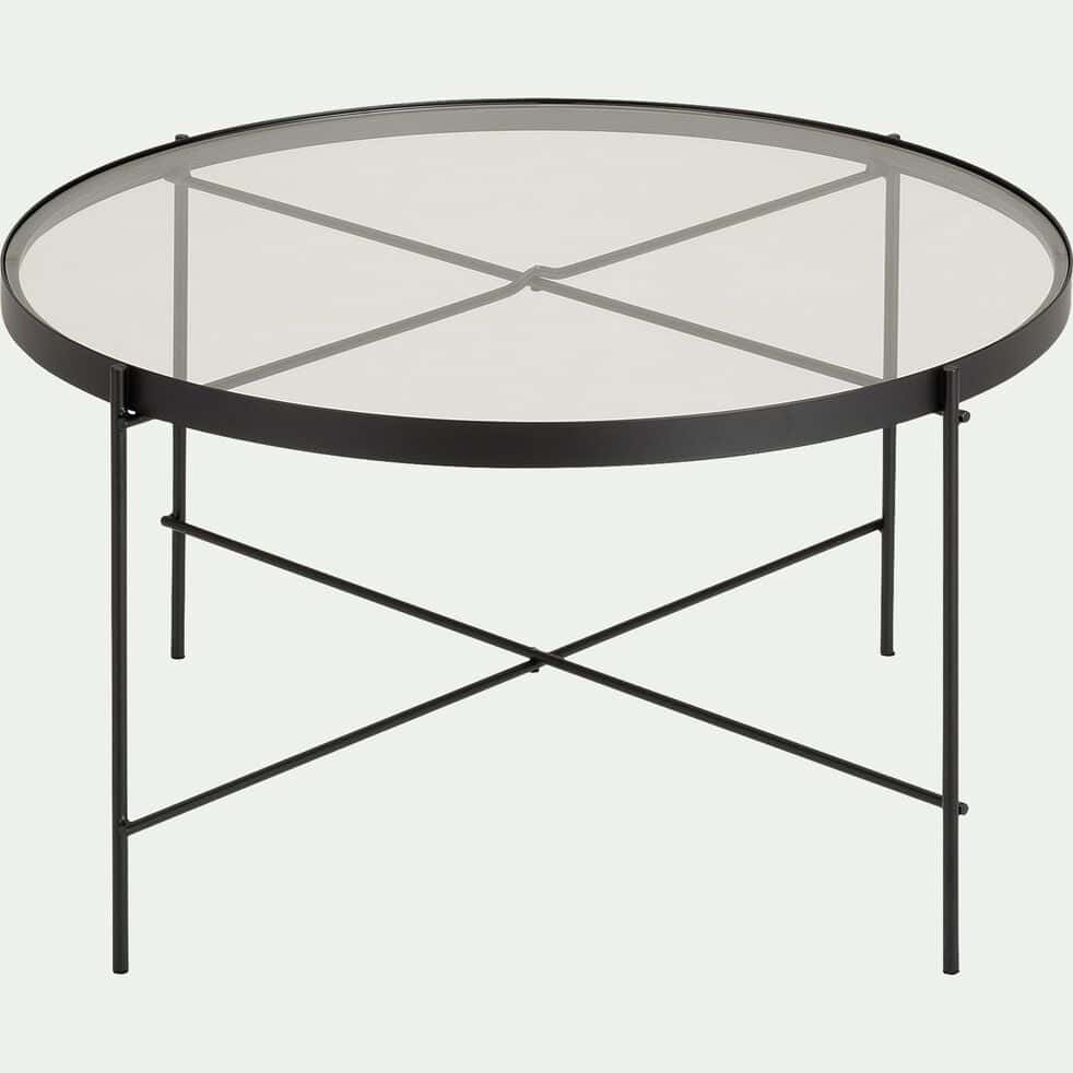 HENU - Table basse en verre et métal - noir