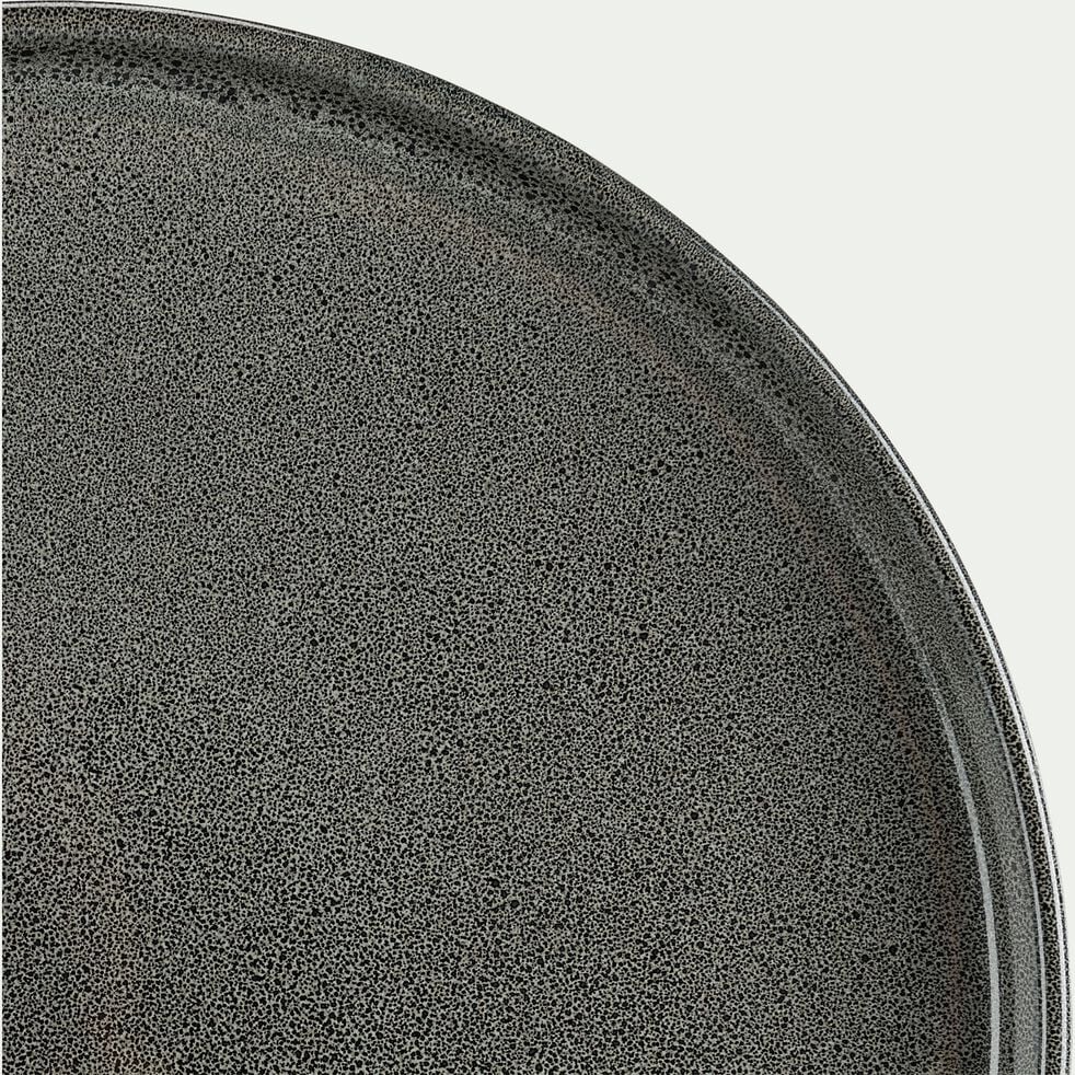 Assiette plate en grès émail réactif D27cm - vert foncé-PIETRA