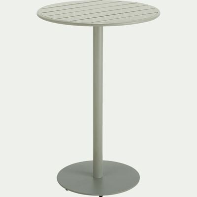 Table haute ronde en aluminium - vert olivier (4 places)-DOUNA