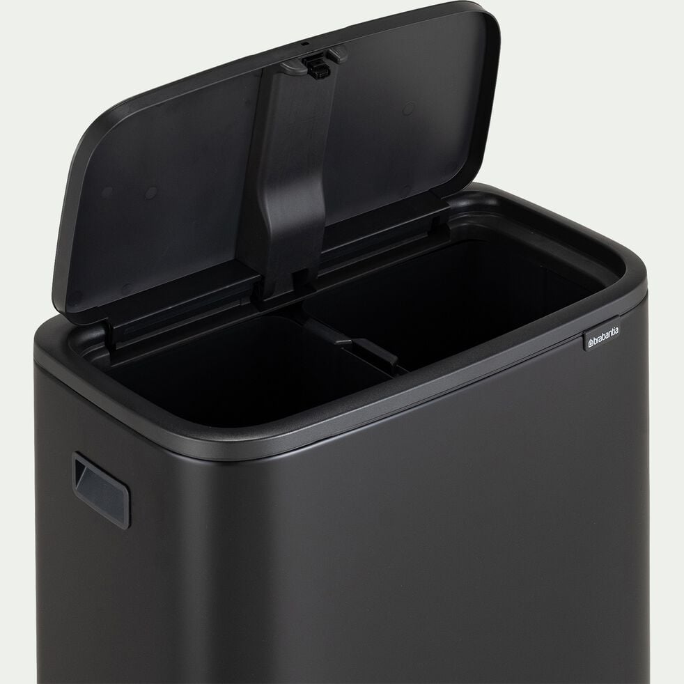 Poubelle de tri Brabantia de cuisine en acier et plastiques recyclés - noir mat 2x30L-BO TOUCH