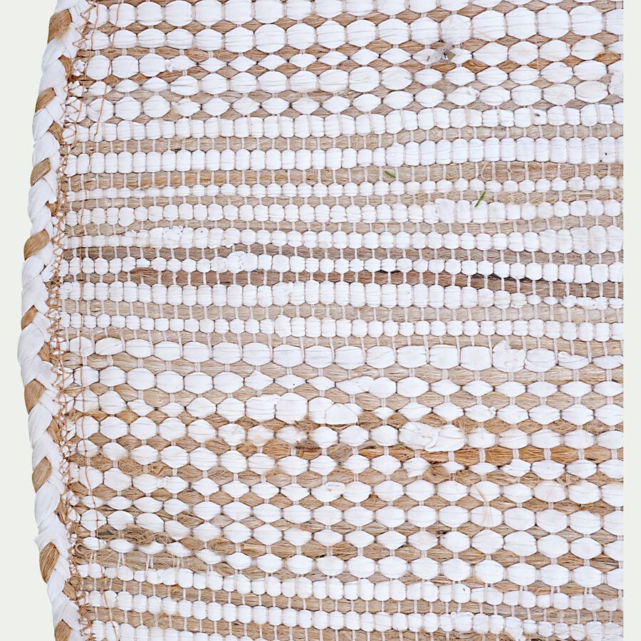Tapis en coton recyclé et jute - naturel et blanc D160cm-lieto