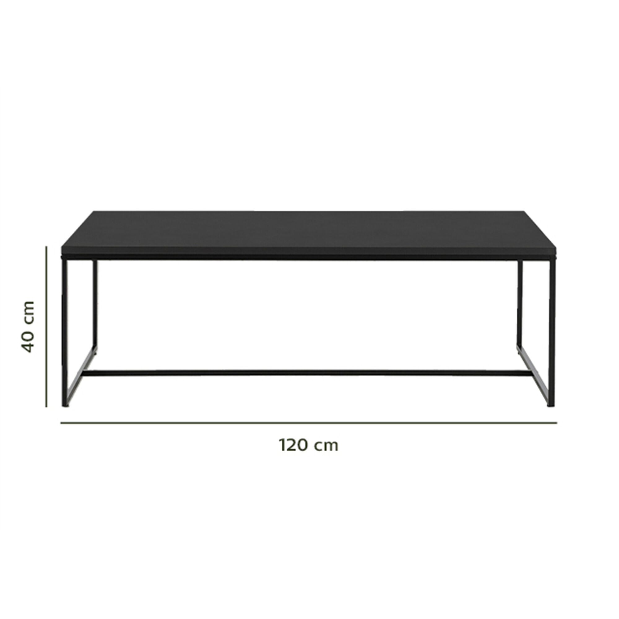 Table basse rectangulaire en bois et acier - noir-LEONORE