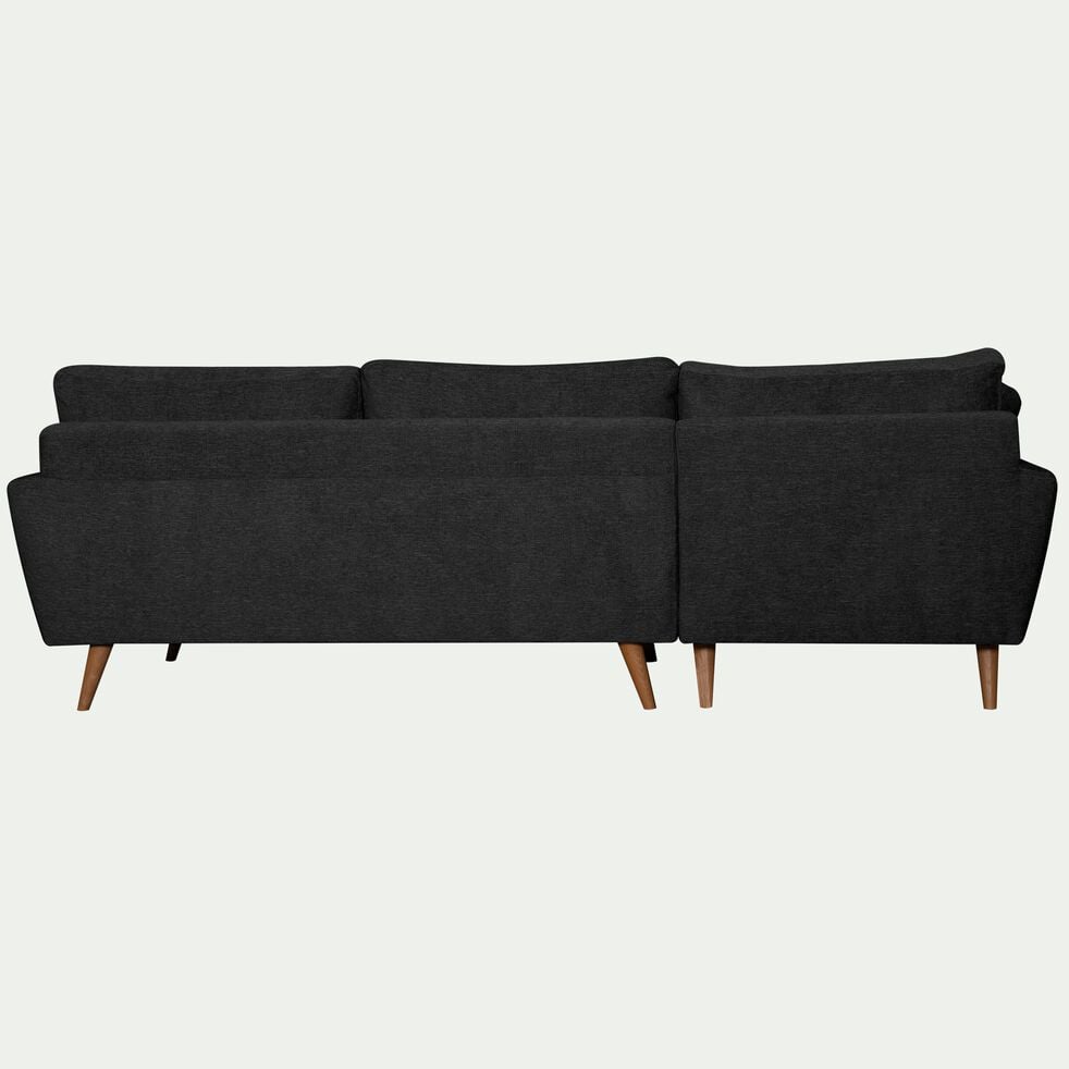 Canapé d'angle gauche fixe en tissu avec piètement en bois naturel - gris anthracite-ICONE
