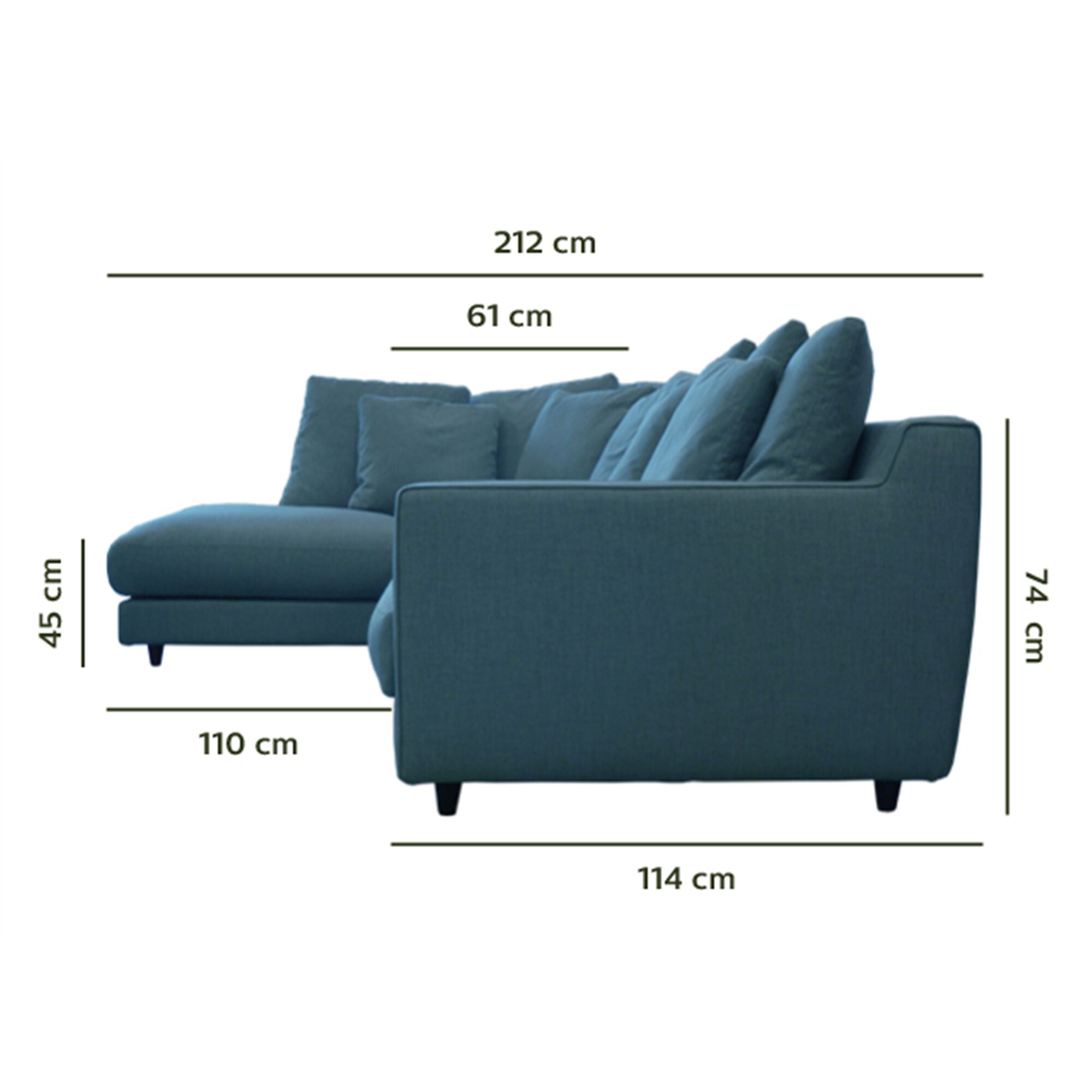 Canapé d'angle gauche convertible en tissu joint - bleu niolon-LENITA
