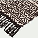 Tapis inspiration aztèque en coton - noir et blanc 60x90cm-OSSA
