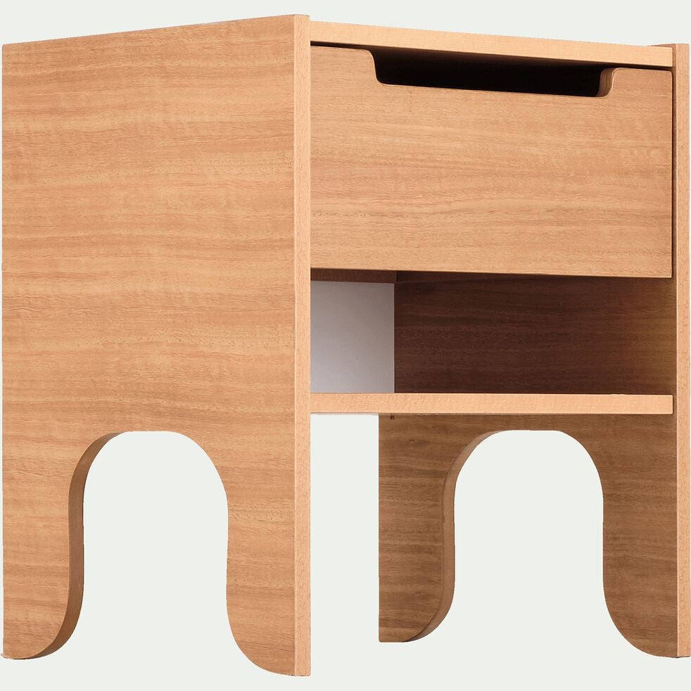 Table de chevet enfant en plaqué eucalyptus avec un tiroir et une niche - bois clair-BOIO