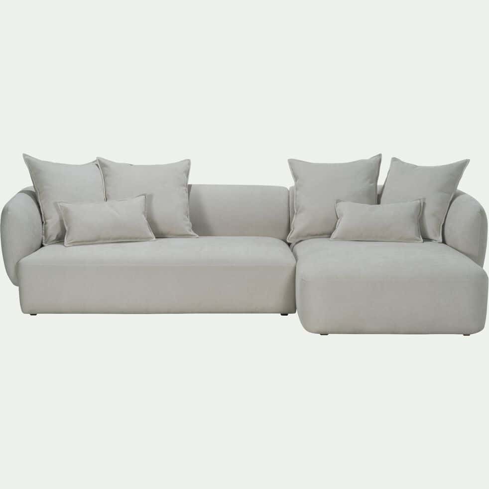 Canapé d'angle droit fixe en tissu - gris borie - ALBA 