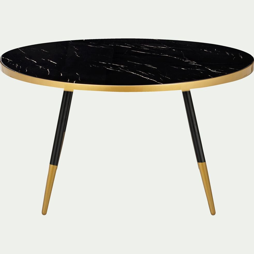MARTI - Table basse effet marbre noir et doré