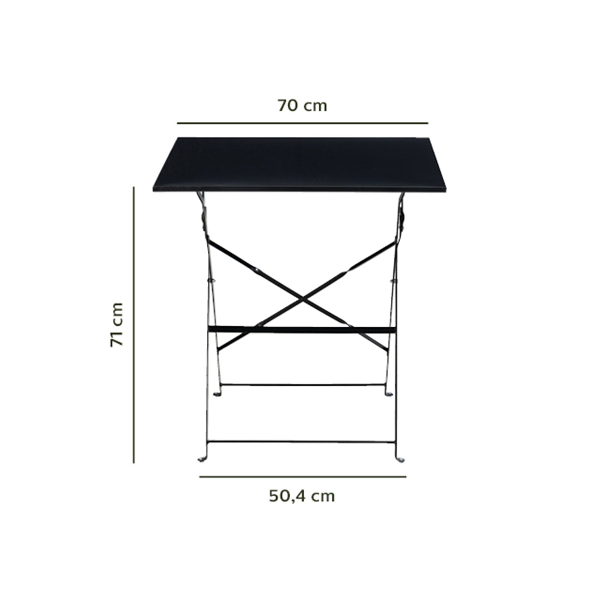 Table de jardin carrée pliante - noir (2 places)-CERVIONE