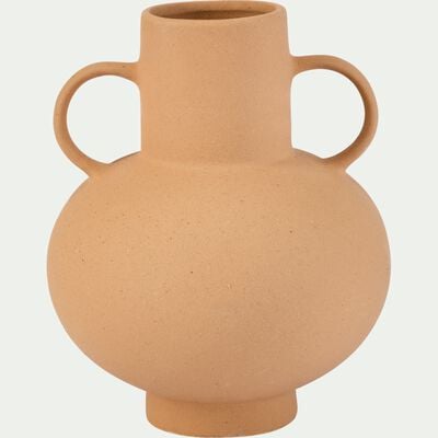 Vase avec deux anses en grès - beige H25,5cm-PALMA
