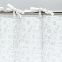 Rideau à nouettes en coton 140x250cm - blanc avec imprimé vert-BESTIAIRE