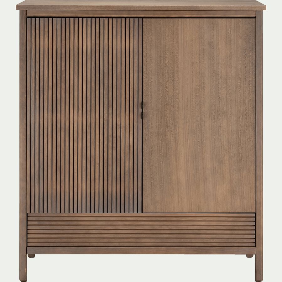 Armoire 2 portes et un tiroir en bois - bois foncé H150cm-CRUZ