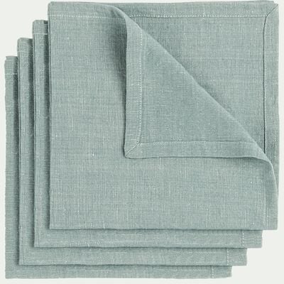 Lot de 4 serviettes de table en lin et coton - bleu calaluna-SIL
