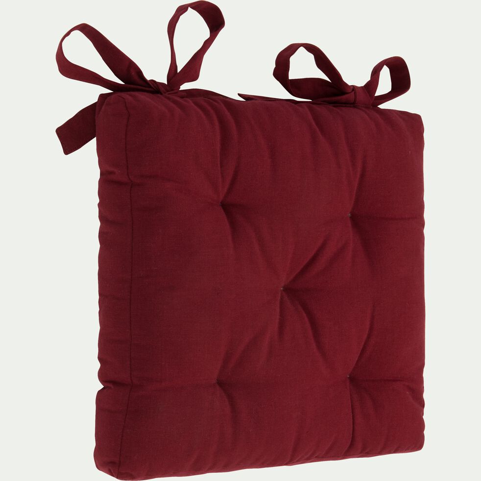 Galette de chaise carrée en coton 40x40cm - rouge sumac-CALANQUES