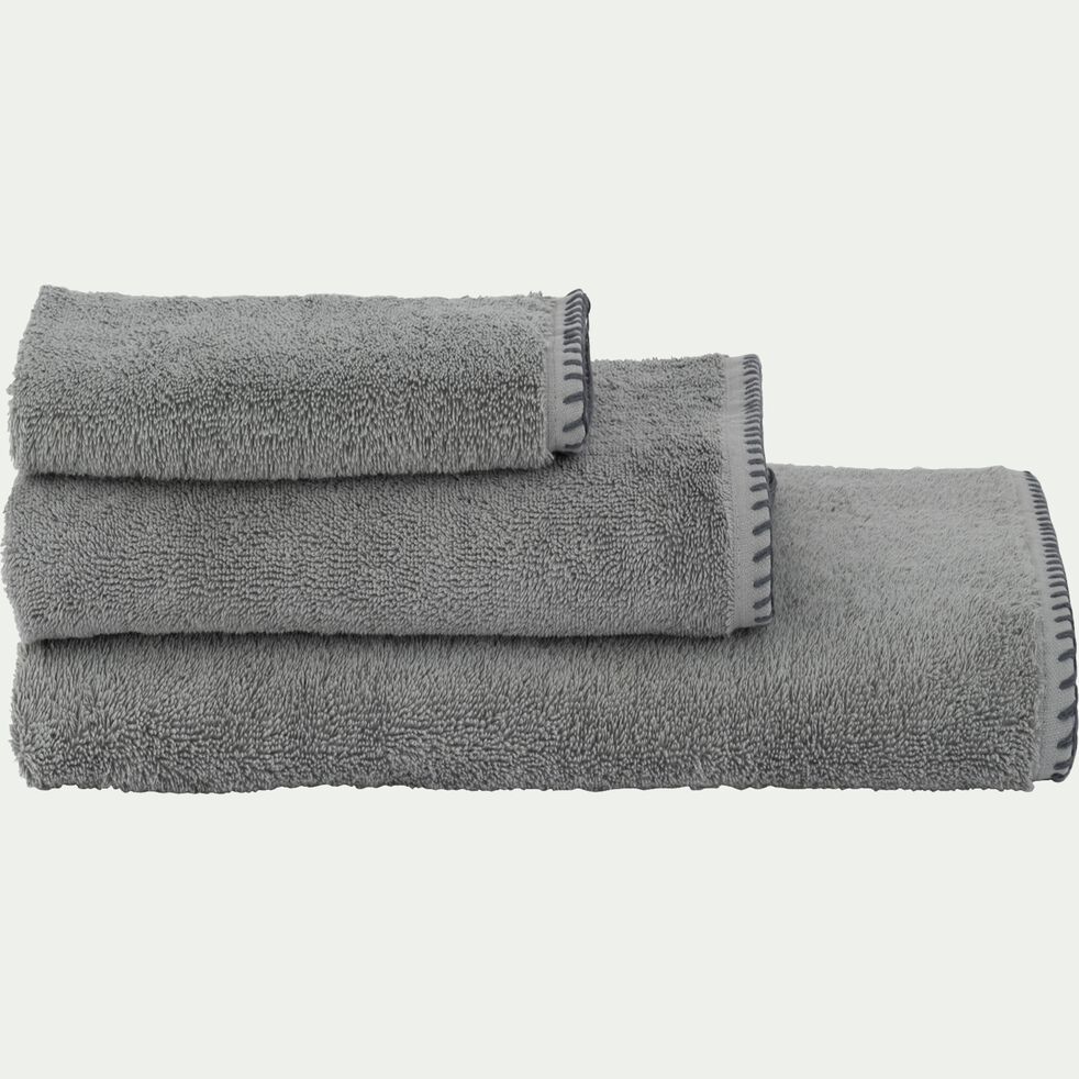 Lot de 2 serviettes invité en coton - gris restanque 30x50cm-YNES