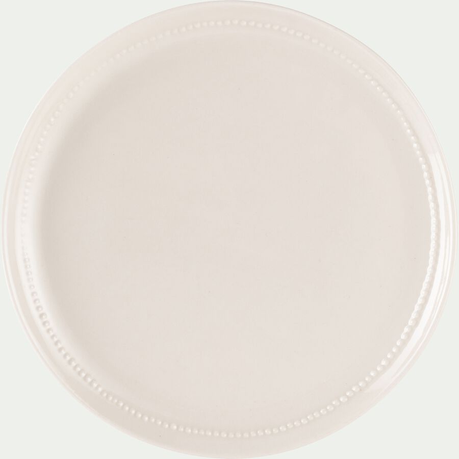 Assiette à dessert en porcelaine avec liseré perlé - blanc ventoux D21,60-MARGOT