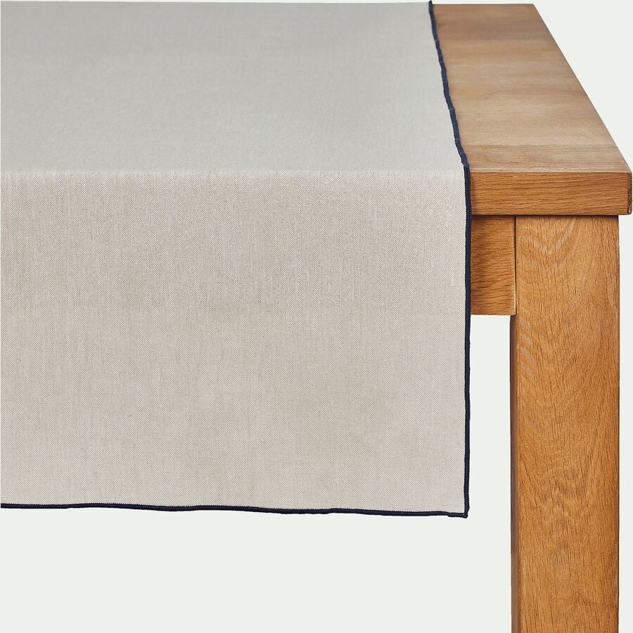 Chemin de table en coton blanc et noir 50x150cm-LINIA