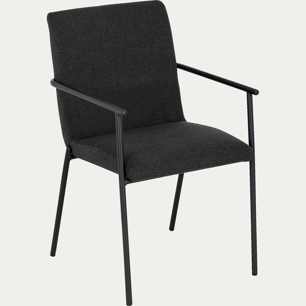 Chaise en tissu avec accoudoirs - noir-JASPE