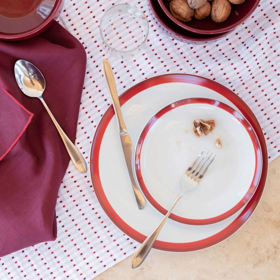 Assiette plate en porcelaine motif dégradé - rouge sumac D26.5cm-VIC