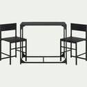 Set de repas 1 table et 2 chaises en acier - noir-BERTILLO