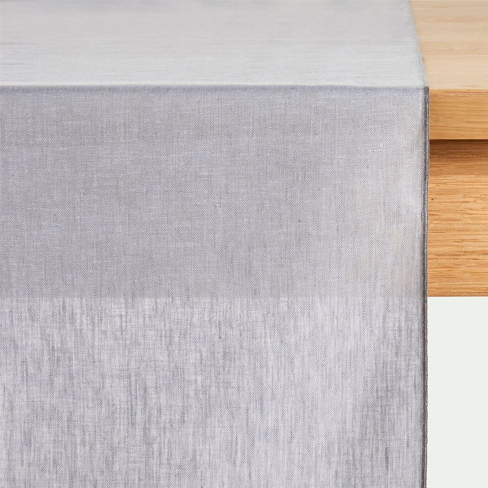 Chemin de table en lin et coton gris borie 50x150cm-NOLA