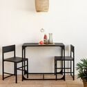 Set de repas 1 table et 2 chaises en acier - noir-BERTILLO
