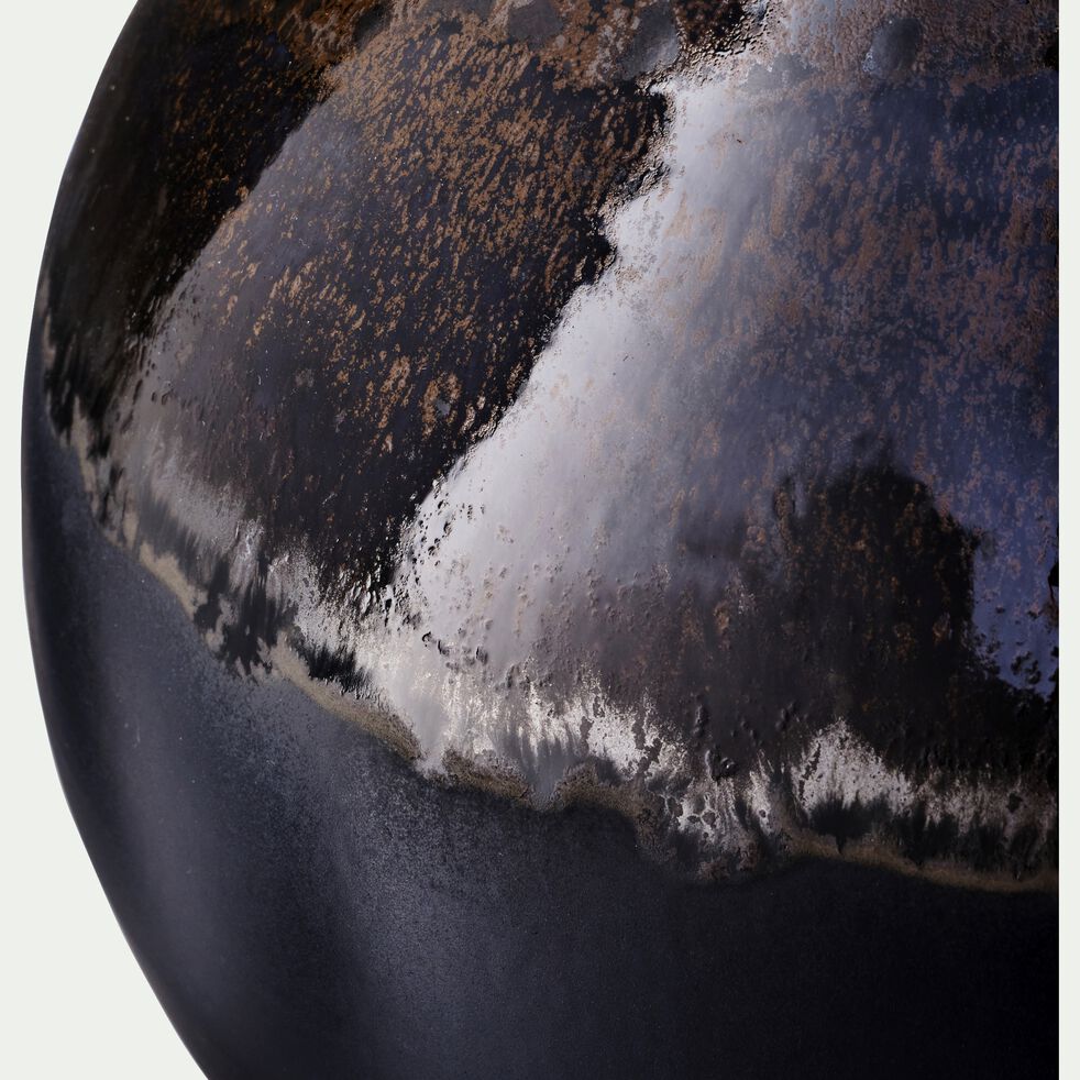 Vase émaillé en faïence - noir D28xH34cm-ALOUMINA