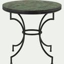 Table de jardin ronde en zellige et acier galvanisé - vert tamegroute (2 places)-JEBHA