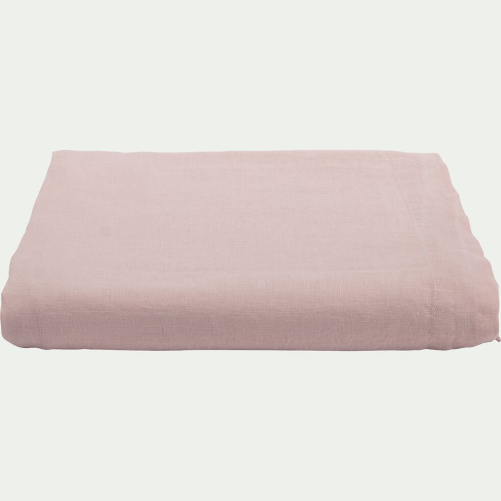 Drap plat en lin lavé 270x300cm - rose rosa-VENCE