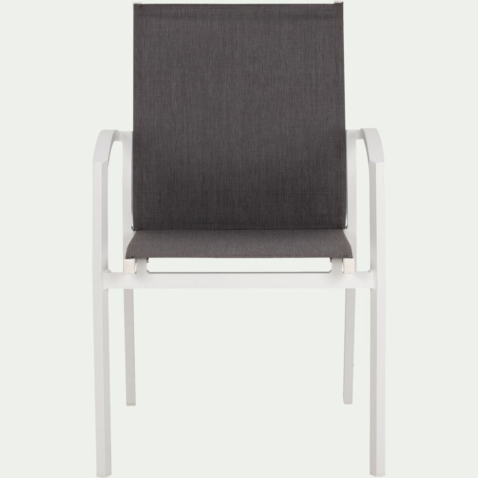 Chaise de jardin avec accoudoirs en aluminium - gris-LANCIANO